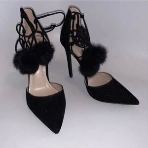 Shoe Republic LA Pompom Lace-Up Pumps